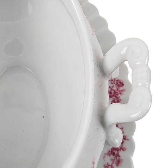 Kaiser W Germany Carolin Porcelain Gravy Boat Attached Underplate Pink Floral - Picture 8 of 10